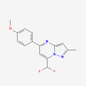 molecular formula C15H13F2N3O B4345893 4-[7-(DIFLUOROMETHYL)-2-METHYLPYRAZOLO[1,5-A]PYRIMIDIN-5-YL]PHENYL METHYL ETHER 