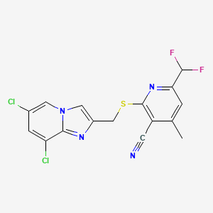 2-{[(6,8-DICHLOROIMIDAZO[1,2-A]PYRIDIN-2-YL)METHYL]SULFANYL}-6-(DIFLUOROMETHYL)-4-METHYL-3-PYRIDYL CYANIDE