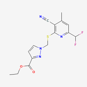 ETHYL 1-({[3-CYANO-6-(DIFLUOROMETHYL)-4-METHYL-2-PYRIDYL]SULFANYL}METHYL)-1H-PYRAZOLE-3-CARBOXYLATE