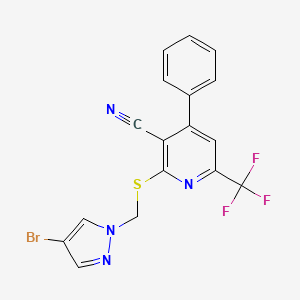 2-{[(4-BROMO-1H-PYRAZOL-1-YL)METHYL]SULFANYL}-4-PHENYL-6-(TRIFLUOROMETHYL)-3-PYRIDYL CYANIDE