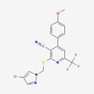 2-{[(4-bromo-1H-pyrazol-1-yl)methyl]sulfanyl}-4-(4-methoxyphenyl)-6-(trifluoromethyl)pyridine-3-carbonitrile