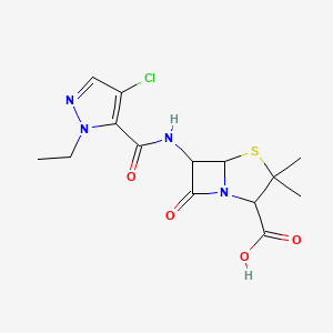 6-{[(4-chloro-1-ethyl-1H-pyrazol-5-yl)carbonyl]amino}-3,3-dimethyl-7-oxo-4-thia-1-azabicyclo[3.2.0]heptane-2-carboxylic acid