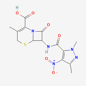 7-{[(1,3-dimethyl-4-nitro-1H-pyrazol-5-yl)carbonyl]amino}-3-methyl-8-oxo-5-thia-1-azabicyclo[4.2.0]oct-2-ene-2-carboxylic acid