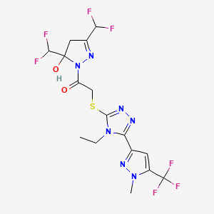 1-[3,5-BIS(DIFLUOROMETHYL)-5-HYDROXY-4,5-DIHYDRO-1H-PYRAZOL-1-YL]-2-({4-ETHYL-5-[1-METHYL-5-(TRIFLUOROMETHYL)-1H-PYRAZOL-3-YL]-4H-1,2,4-TRIAZOL-3-YL}SULFANYL)-1-ETHANONE