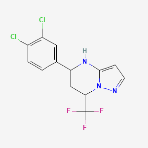 molecular formula C13H10Cl2F3N3 B4346202 5-(3,4-dichlorophenyl)-7-(trifluoromethyl)-4,5,6,7-tetrahydropyrazolo[1,5-a]pyrimidine 