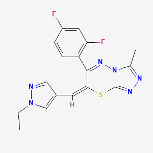 6-(2,4-DIFLUOROPHENYL)-7-[(E)-1-(1-ETHYL-1H-PYRAZOL-4-YL)METHYLIDENE]-3-METHYL-7H-[1,2,4]TRIAZOLO[3,4-B][1,3,4]THIADIAZINE