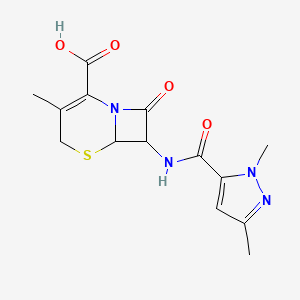 7-{[(1,3-dimethyl-1H-pyrazol-5-yl)carbonyl]amino}-3-methyl-8-oxo-5-thia-1-azabicyclo[4.2.0]oct-2-ene-2-carboxylic acid