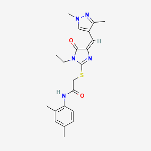 N-(2,4-DIMETHYLPHENYL)-2-({4-[(E)-1-(1,3-DIMETHYL-1H-PYRAZOL-4-YL)METHYLIDENE]-1-ETHYL-5-OXO-4,5-DIHYDRO-1H-IMIDAZOL-2-YL}SULFANYL)ACETAMIDE