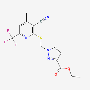 ETHYL 1-({[3-CYANO-4-METHYL-6-(TRIFLUOROMETHYL)-2-PYRIDYL]SULFANYL}METHYL)-1H-PYRAZOLE-3-CARBOXYLATE