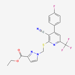 ETHYL 1-({[3-CYANO-4-(4-FLUOROPHENYL)-6-(TRIFLUOROMETHYL)-2-PYRIDYL]SULFANYL}METHYL)-1H-PYRAZOLE-3-CARBOXYLATE