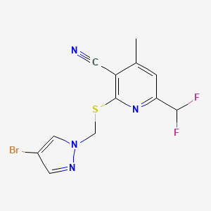 2-{[(4-BROMO-1H-PYRAZOL-1-YL)METHYL]SULFANYL}-6-(DIFLUOROMETHYL)-4-METHYL-3-PYRIDYL CYANIDE