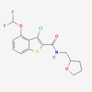 3-chloro-4-(difluoromethoxy)-N-(tetrahydro-2-furanylmethyl)-1-benzothiophene-2-carboxamide