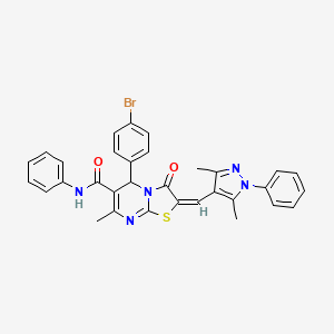 5-(4-bromophenyl)-2-[(3,5-dimethyl-1-phenyl-1H-pyrazol-4-yl)methylene]-7-methyl-3-oxo-N-phenyl-2,3-dihydro-5H-[1,3]thiazolo[3,2-a]pyrimidine-6-carboxamide