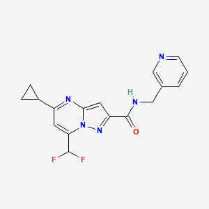 molecular formula C17H15F2N5O B4346408 5-cyclopropyl-7-(difluoromethyl)-N-(pyridin-3-ylmethyl)pyrazolo[1,5-a]pyrimidine-2-carboxamide CAS No. 677025-06-8