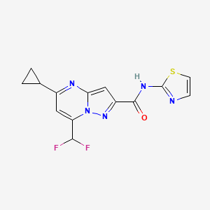 molecular formula C14H11F2N5OS B4346427 5-cyclopropyl-7-(difluoromethyl)-N-(1,3-thiazol-2-yl)pyrazolo[1,5-a]pyrimidine-2-carboxamide 