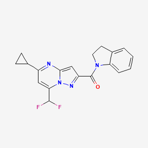 [5-cyclopropyl-7-(difluoromethyl)pyrazolo[1,5-a]pyrimidin-2-yl](2,3-dihydro-1H-indol-1-yl)methanone