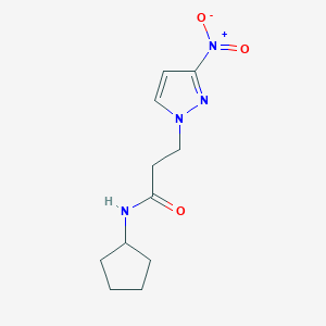 molecular formula C11H16N4O3 B4346470 N-cyclopentyl-3-(3-nitro-1H-pyrazol-1-yl)propanamide 