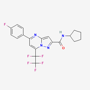 molecular formula C20H16F6N4O B4346519 N-cyclopentyl-5-(4-fluorophenyl)-7-(1,1,2,2,2-pentafluoroethyl)pyrazolo[1,5-a]pyrimidine-2-carboxamide 