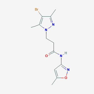 molecular formula C12H15BrN4O2 B4346521 3-(4-bromo-3,5-dimethyl-1H-pyrazol-1-yl)-N-(5-methyl-3-isoxazolyl)propanamide 