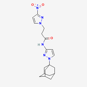 molecular formula C19H24N6O3 B4346554 N-[1-(1-adamantyl)-1H-pyrazol-3-yl]-3-(3-nitro-1H-pyrazol-1-yl)propanamide 