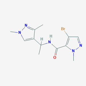 molecular formula C12H16BrN5O B4346584 4-bromo-N-[1-(1,3-dimethyl-1H-pyrazol-4-yl)ethyl]-1-methyl-1H-pyrazole-5-carboxamide 