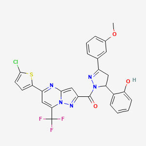 molecular formula C28H19ClF3N5O3S B4346723 [5-(5-CHLORO-2-THIENYL)-7-(TRIFLUOROMETHYL)PYRAZOLO[1,5-A]PYRIMIDIN-2-YL][5-(2-HYDROXYPHENYL)-3-(3-METHOXYPHENYL)-4,5-DIHYDRO-1H-PYRAZOL-1-YL]METHANONE 