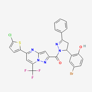 molecular formula C27H16BrClF3N5O2S B4346729 4-bromo-2-(1-{[5-(5-chloro-2-thienyl)-7-(trifluoromethyl)pyrazolo[1,5-a]pyrimidin-2-yl]carbonyl}-3-phenyl-4,5-dihydro-1H-pyrazol-5-yl)phenol 