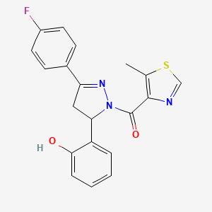 [3-(4-fluorophenyl)-5-(2-hydroxyphenyl)-4,5-dihydro-1H-pyrazol-1-yl](5-methyl-1,3-thiazol-4-yl)methanone