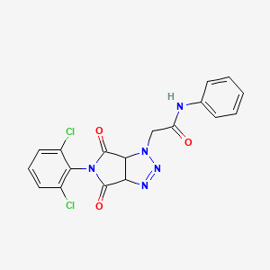 molecular formula C18H13Cl2N5O3 B4346759 2-[5-(2,6-dichlorophenyl)-4,6-dioxo-4,5,6,6a-tetrahydropyrrolo[3,4-d][1,2,3]triazol-1(3aH)-yl]-N-phenylacetamide 