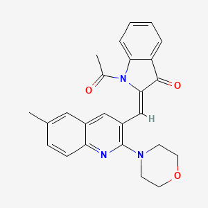 1-acetyl-2-{[6-methyl-2-(4-morpholinyl)-3-quinolinyl]methylene}-1,2-dihydro-3H-indol-3-one