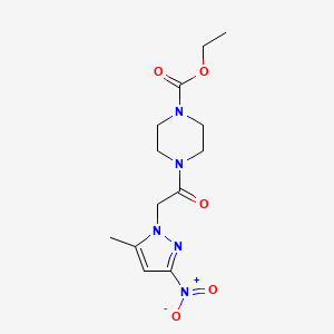 molecular formula C13H19N5O5 B4346813 ETHYL 4-[2-(5-METHYL-3-NITRO-1H-PYRAZOL-1-YL)ACETYL]TETRAHYDRO-1(2H)-PYRAZINECARBOXYLATE 