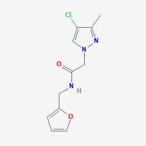 molecular formula C11H12ClN3O2 B4346836 2-(4-chloro-3-methyl-1H-pyrazol-1-yl)-N-(2-furylmethyl)acetamide 