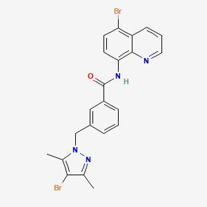 molecular formula C22H18Br2N4O B4346853 3-[(4-BROMO-3,5-DIMETHYL-1H-PYRAZOL-1-YL)METHYL]-N-(5-BROMO-8-QUINOLYL)BENZAMIDE 