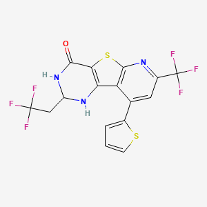 13-thiophen-2-yl-4-(2,2,2-trifluoroethyl)-11-(trifluoromethyl)-8-thia-3,5,10-triazatricyclo[7.4.0.02,7]trideca-1(9),2(7),10,12-tetraen-6-one