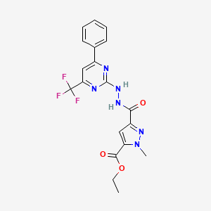 ethyl 1-methyl-3-({2-[4-phenyl-6-(trifluoromethyl)-2-pyrimidinyl]hydrazino}carbonyl)-1H-pyrazole-5-carboxylate