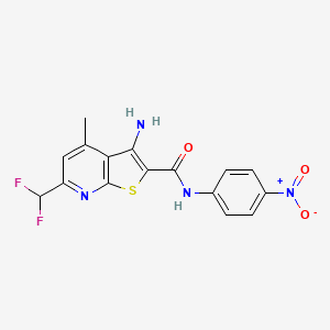 molecular formula C16H12F2N4O3S B4346924 3-amino-6-(difluoromethyl)-4-methyl-N-(4-nitrophenyl)thieno[2,3-b]pyridine-2-carboxamide 