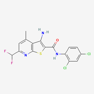 molecular formula C16H11Cl2F2N3OS B4346927 3-amino-N-(2,4-dichlorophenyl)-6-(difluoromethyl)-4-methylthieno[2,3-b]pyridine-2-carboxamide 