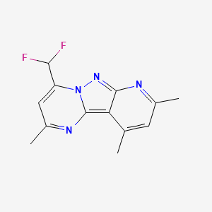 molecular formula C13H12F2N4 B4346955 6-(difluoromethyl)-4,11,13-trimethyl-3,7,8,10-tetrazatricyclo[7.4.0.02,7]trideca-1,3,5,8,10,12-hexaene 