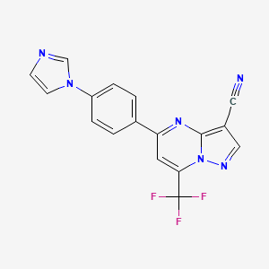 molecular formula C17H9F3N6 B4346961 5-[4-(1H-imidazol-1-yl)phenyl]-7-(trifluoromethyl)pyrazolo[1,5-a]pyrimidine-3-carbonitrile 