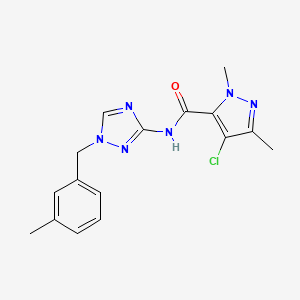 molecular formula C16H17ClN6O B4346977 4-chloro-1,3-dimethyl-N-[1-(3-methylbenzyl)-1H-1,2,4-triazol-3-yl]-1H-pyrazole-5-carboxamide 