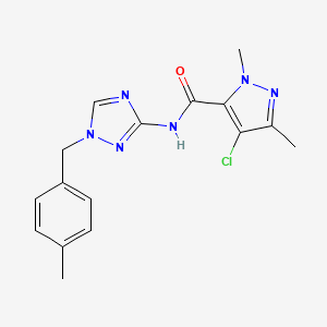 molecular formula C16H17ClN6O B4346985 4-chloro-1,3-dimethyl-N-[1-(4-methylbenzyl)-1H-1,2,4-triazol-3-yl]-1H-pyrazole-5-carboxamide 