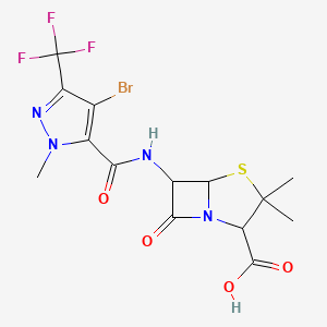 6-({[4-bromo-1-methyl-3-(trifluoromethyl)-1H-pyrazol-5-yl]carbonyl}amino)-3,3-dimethyl-7-oxo-4-thia-1-azabicyclo[3.2.0]heptane-2-carboxylic acid