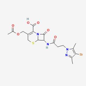 molecular formula C18H21BrN4O6S B4347016 3-[(acetyloxy)methyl]-7-{[3-(4-bromo-3,5-dimethyl-1H-pyrazol-1-yl)propanoyl]amino}-8-oxo-5-thia-1-azabicyclo[4.2.0]oct-2-ene-2-carboxylic acid 