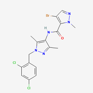 molecular formula C17H16BrCl2N5O B4347025 4-bromo-N-[1-(2,4-dichlorobenzyl)-3,5-dimethyl-1H-pyrazol-4-yl]-1-methyl-1H-pyrazole-5-carboxamide 