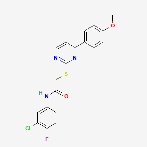 molecular formula C19H15ClFN3O2S B4347082 N-(3-CHLORO-4-FLUOROPHENYL)-2-{[4-(4-METHOXYPHENYL)-2-PYRIMIDINYL]SULFANYL}ACETAMIDE 