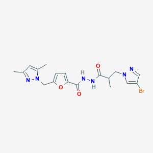 molecular formula C18H21BrN6O3 B4347123 N-[3-(4-BROMO-1H-PYRAZOL-1-YL)-2-METHYLPROPANOYL]-5-[(3,5-DIMETHYL-1H-PYRAZOL-1-YL)METHYL]-2-FUROHYDRAZIDE 