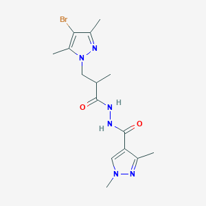 molecular formula C15H21BrN6O2 B4347128 N-[3-(4-BROMO-3,5-DIMETHYL-1H-PYRAZOL-1-YL)-2-METHYLPROPANOYL]-1,3-DIMETHYL-1H-PYRAZOLE-4-CARBOHYDRAZIDE 