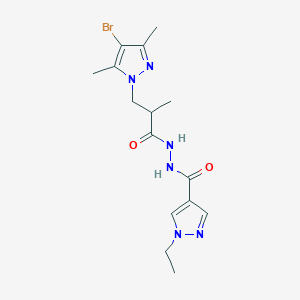 molecular formula C15H21BrN6O2 B4347152 N-[3-(4-BROMO-3,5-DIMETHYL-1H-PYRAZOL-1-YL)-2-METHYLPROPANOYL]-1-ETHYL-1H-PYRAZOLE-4-CARBOHYDRAZIDE 