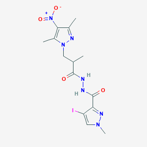 N-[3-(3,5-DIMETHYL-4-NITRO-1H-PYRAZOL-1-YL)-2-METHYLPROPANOYL]-4-IODO-1-METHYL-1H-PYRAZOLE-3-CARBOHYDRAZIDE