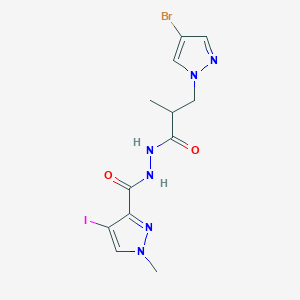 molecular formula C12H14BrIN6O2 B4347162 N-[3-(4-BROMO-1H-PYRAZOL-1-YL)-2-METHYLPROPANOYL]-4-IODO-1-METHYL-1H-PYRAZOLE-3-CARBOHYDRAZIDE 